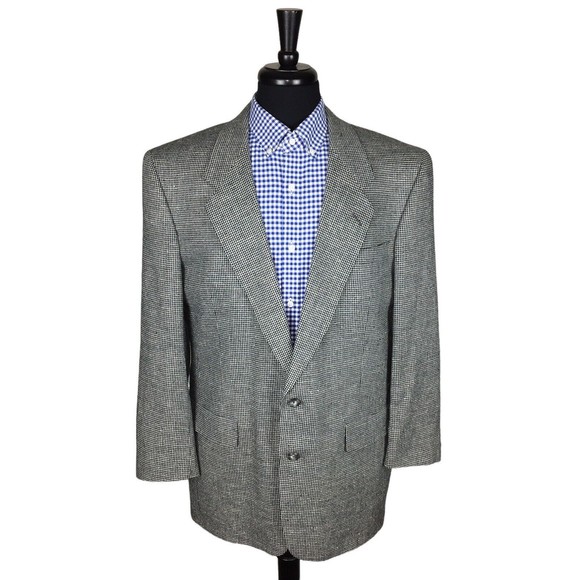 Hart Schaffner Marx Pure Silk Mens Gray/Black Sport Coat Blazer